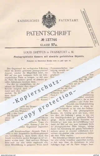 oroginal Patent - Louis Dreyfus , Frankfurt / Main  , 1901 , Foto - Kamera mit abwärts gerichtetem Objektiv | Fotograf !