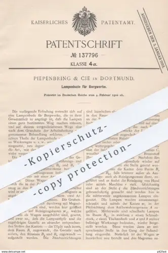 oroginal Patent - Piepenbring & Cie , Dortmund , 1902 , Lampenbude für Bergwerk | Lampe , Lampen , Licht , Beleuchtung