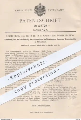 oroginal Patent - Adolf Butz u. Fritz Leitz , Mannheim Fabrikstation , Gegenschneiden an Gleiswaagen | Waage , Waagen !
