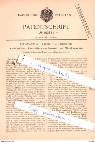 original Patent -  Krugmann & Haarhaus in Elberfeld , 1897 , Weberei !!!