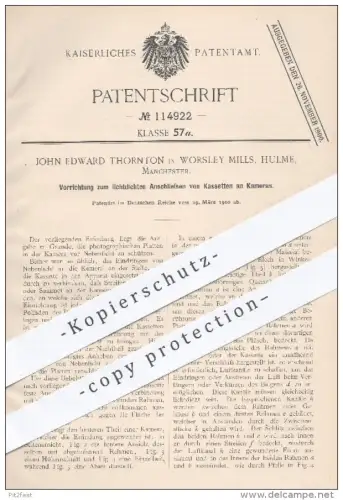 original Patent - John Edward Thornton , Worsley Mills , Hulme  Manchester , 1900 , Kassette an Kamera | Fotograf , Foto