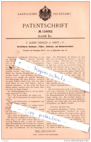 Original Patent  - F. Albin Oehler in Greiz i. V. , 1901 , Riemenverschluß !!!