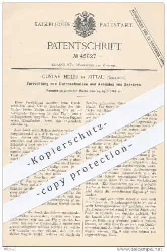 original Patent - Gustav Hiller , Zittau  1888 , Durchschneiden u. Abbinden von Schnüren | Werkzeug , Werkzeuge , Schnur