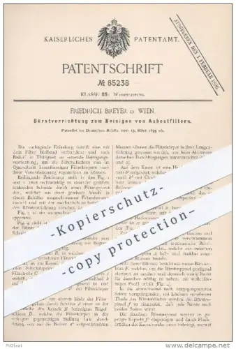 original Patent - Friedrich Breyer in Wien , 1895 , Bürstvorrichtung zum Reinigen von Asbestfiltern , Bürsten , Asbest !