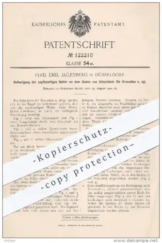 original Patent - F. E. Jagenberg , Düsseldorf  1900 , Krawatten - Schachtel , Krawatte , Bekleidung , Mode , Verpackung