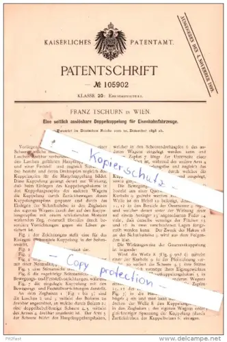 Original Patent  - Franz Tschurn in Wien , 1898 , Eisenbahnbetrieb !!!