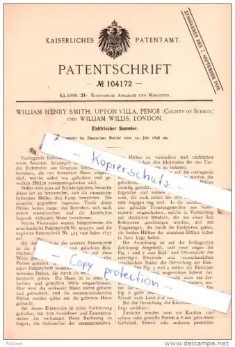 Original Patent  - William Smith, Upton Villa, Penge und William Willis, London , 1898 , !!!