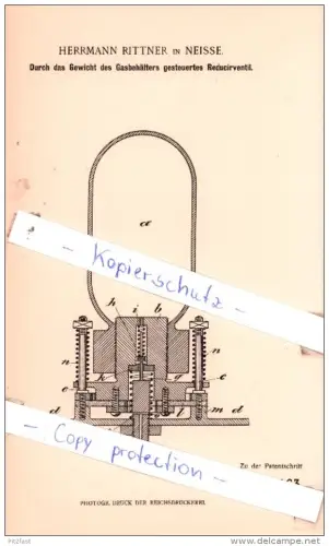 Original Patent  -  Herrmann Rittner in Neisse , 1898 , Schankgeräthe !!!