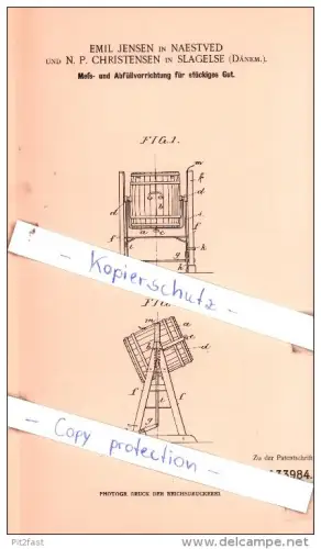 Original Patent  - Emil Jensen in Naestved und N. P. Christensen in Slagelse , Dänem. , 1901 , !!!