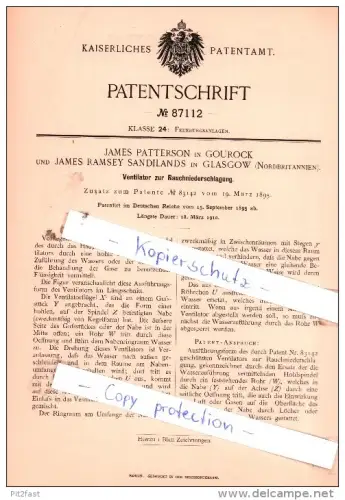 Original Patent  - James Patterson in Gourock und James Ramsey Sandilands in Glasgow , 1895 , !!!