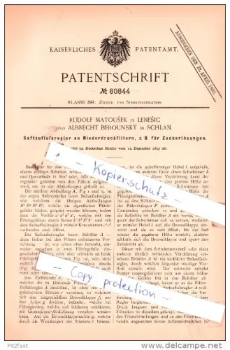 Original Patent - Rudolf Matousek in Lenesic / Lenešice und Albrecht Berounsky in Schlan / Slany , 1893 !!!