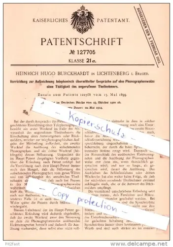 Original Patent  - Heinrich Hugo Burckhardt in Lichtenberg i. Erzgeb. , 1900 , !!!