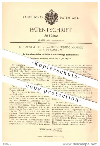 original Patent - G. F. Agst & Sohn und Erich L. Marugg in Auerbach i. V. , 1894 , Baumaterialien , Hochbau !!!