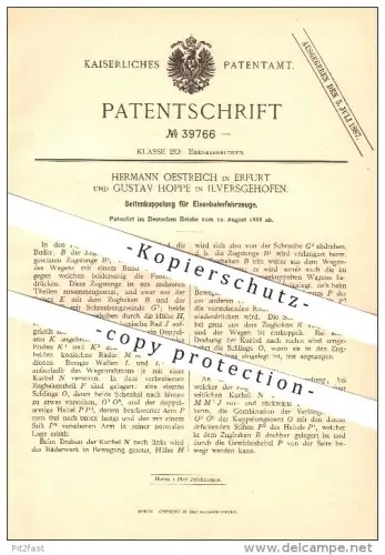 original Patent - Hermann Oestreich in Erfurt & Gustav Hoppe in Ilversgehofen , 1886 , Kupplung für Eisenbahnen !!!