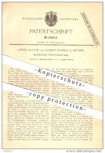 original Patent - Alfred Hoyois und Robert Pornitz in Brüssel , 1886 , Auslösende Ventilsteuerung , Dampfmaschinen !!!