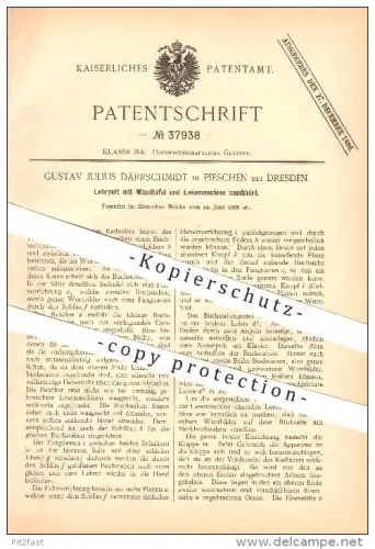 original Patent - Gustav J. Därrschmidt in Pieschen bei Dresden , 1886, Lehrpult mit Wandtafel und Lesemaschine , Schule