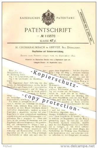 original Patent - H. Grosskraumbach in Rheydt , Bez. Düsseldorf , 1900 , Stopfbüchse mit Schmiervorrichtung !!!