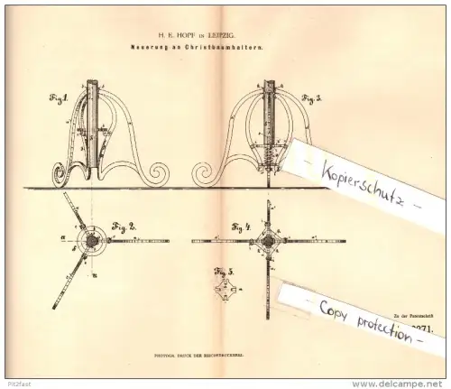 Original Patent - H.E. Hopf in Leipzig , 1882 , Christbaumständer , Weihnachtsbaumständer , Weihnachten !!!