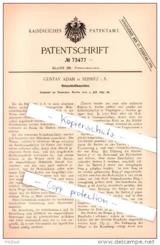 Original Patent  -  Gustav Adam in Sebnitz i. S.  , 1893 , Holzschleifmaschine , Tischlerei , Tischler , Holz !!!