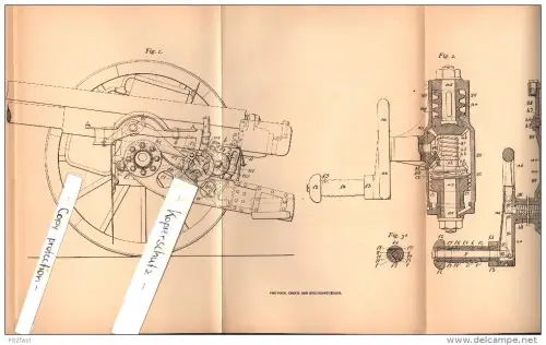 Original Patent - Axel Bremberg in Hillhead b. Glasgow , 1904 , Straightening machine for gun , cannon , scotland !!!