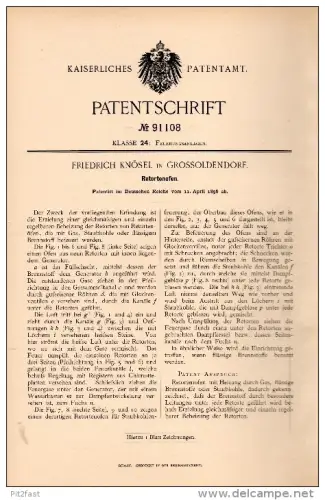 Original Patentschrift - Friedrich Knösel in Großoldendorf b. Uplengen , 1896 , Retortenofen , Feuerung , Heizung !!!