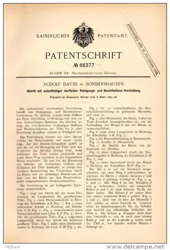 Original Patentschrift - R. David in Sondershausen i. Th., 1892 , Toilette mit Reinigung und Desinfektion , WC , toilet