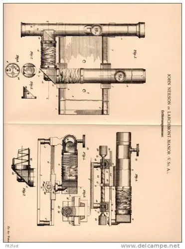 Original Patentschrift - J. Neilson in Larchmont - Manor , USA , 1902 , Entfernungsmesser , Fernrohr !!!