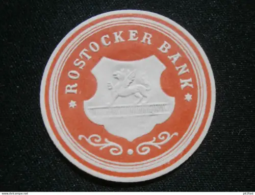 Rostocker Bank , alte Siegelmarke , Reklamemarke , Rostock i. Mecklenburg