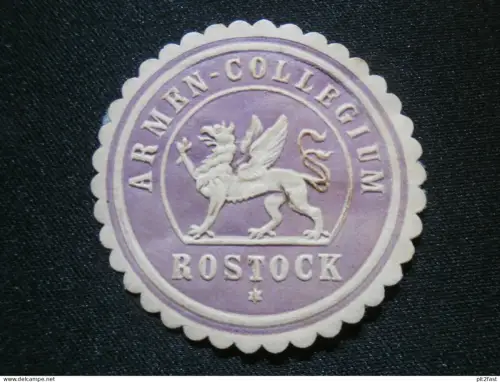 Armen Collegium Rostock , alte Siegelmarke , Reklamemarke , Mecklenburg !!