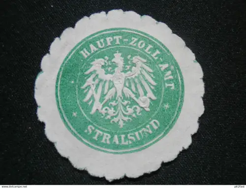 Haupt Zollamt Stralsund , alte Siegelmarke , Zoll , Reklamemarke , Mecklenburg !!