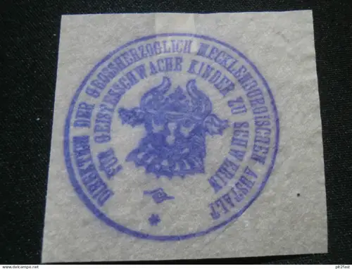 Anstalt geistesschwacher Kinder Schwerin , alter Stempel , Siegel , Mecklenburg