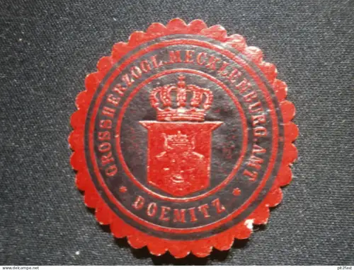 Grossherz. Amt Dömitz , alte Siegelmarke , Reklamemarke , Mecklenburg
