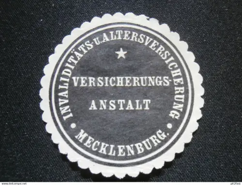 Invaliditäts Versicherung Mecklenburg , Siegelmarke , Reklamemarke !!
