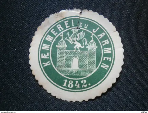 Kemmerei zu Jarmen 1842 , alte Siegelmarke , Reklamemarke , Mecklenburg !!