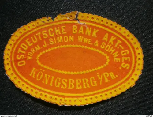 Ostdeutsche Bank AG in Königsberg i. Preussen , alte Siegelmarke , Reklamemarke