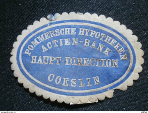 Actien-Bank in Köslin / Coeslin i. Pommern , alte Siegelmarke , Reklamemarke