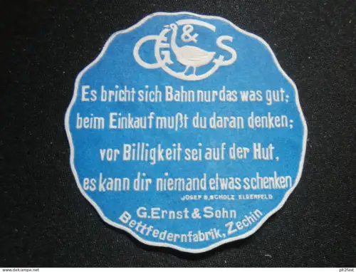 Bettfedern-Fabrik Zechin b. Golzow ,alte Reklamemarke , Siegelmarke !!