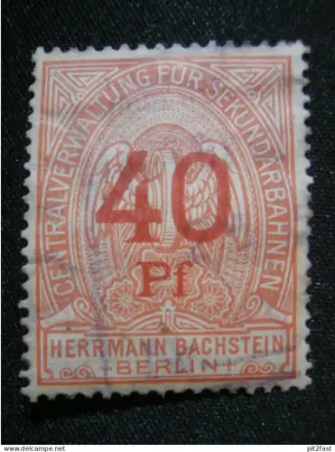 Sekundärbahn / Eisenbahn H. Bachstein Berlin , 40 Pfennig , alte Reklamemarke , Kleinbahn , Siegelmarke !