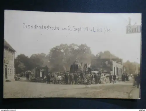Brandkatastrophe in Lübz , 1911 , Feuer , Feuerwehr , Mecklenburg , Ansichtskarte , CPA , AK !!