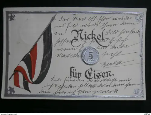Nickel für Eisen - Patriotika , 1916 , Fürstenberg , Ansichtskarte , CPA , AK !!