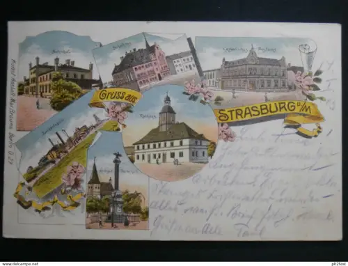 Strasburg i.M. , Litho , 1903 , Zuckerfabrik , Ansichtskarte , CPA , AK !!