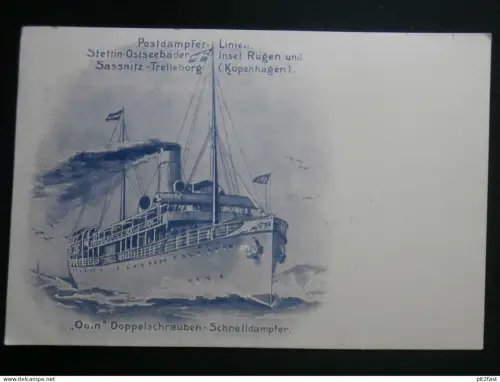 Dampfer "Odin" , Linie Stettin - Sassnitz , Rügen , Ansichtskarte , CPA , AK !!