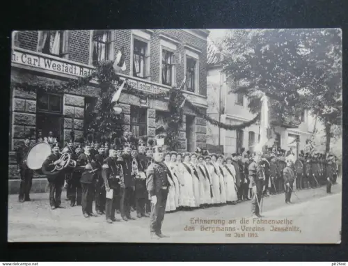 Fahnenweihe - Bergmanns Verein Jessenitz , Juni 1910 , Lübtheen Mecklenburg , Ansichtskarte , CPA , AK !!