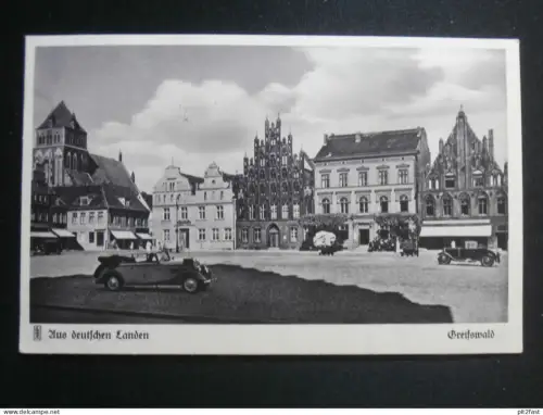 Greifswald , 1937 ,Markt mit Oldtimer , Mecklenburg , Ansichtskarte , CPA , AK !