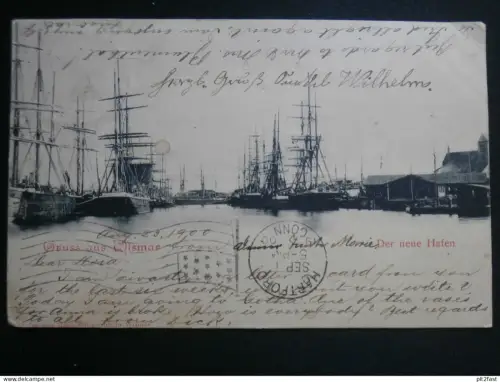 Wismar - der neue Hafen , 1900 Bahnpost Mecklenburg , Ansichtskarte , CPA , AK !