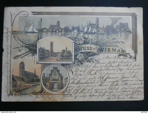 Gruss aus Wismar , 1898 !! , Litho , Mecklenburg , Ansichtskarte , CPA , AK !