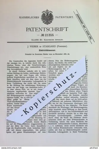 original Patent - J. Weber , Stargard , Pommern | 1881 | Elektrizitätsmesser | Stromzähler , Strom , Elektriker !!!