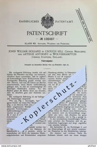 original Patent - John William Holland , Crouch Hill | Arthur Anthony , Wolverhampton , Stafford England | Fahrradgabel