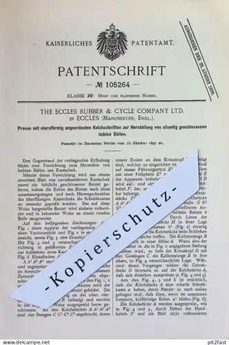 original Patent - The Eccles Rubber & Cycle Company Ltd. Eccles , Manchester , England | 1897 | Presse für hohle Bälle