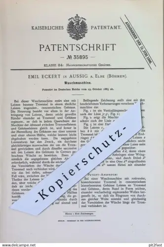 original Patent - Emil Eckert , Aussig / Elbe / Böhmen | 1885 | Waschmaschine | Waschmaschinen | Wäsche , Trommel !